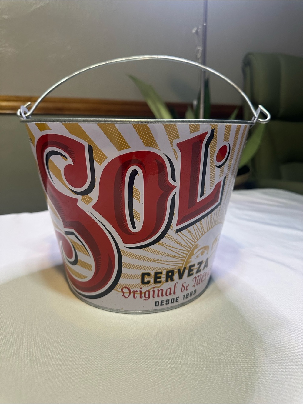 Branded Metal Beer Bucket - Red and Gold